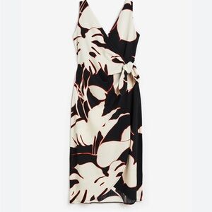 H&M Black and Cream Floral Midi Dress